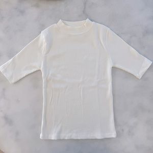 Zara high neck ribbed T-shirt. White